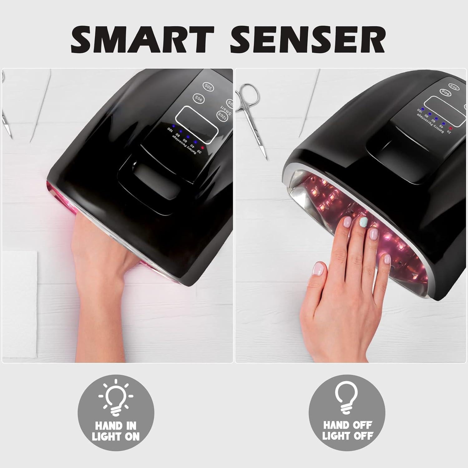 Lámpara de Uñas UV LED Linssy 90W Recargable Inalámbrica
