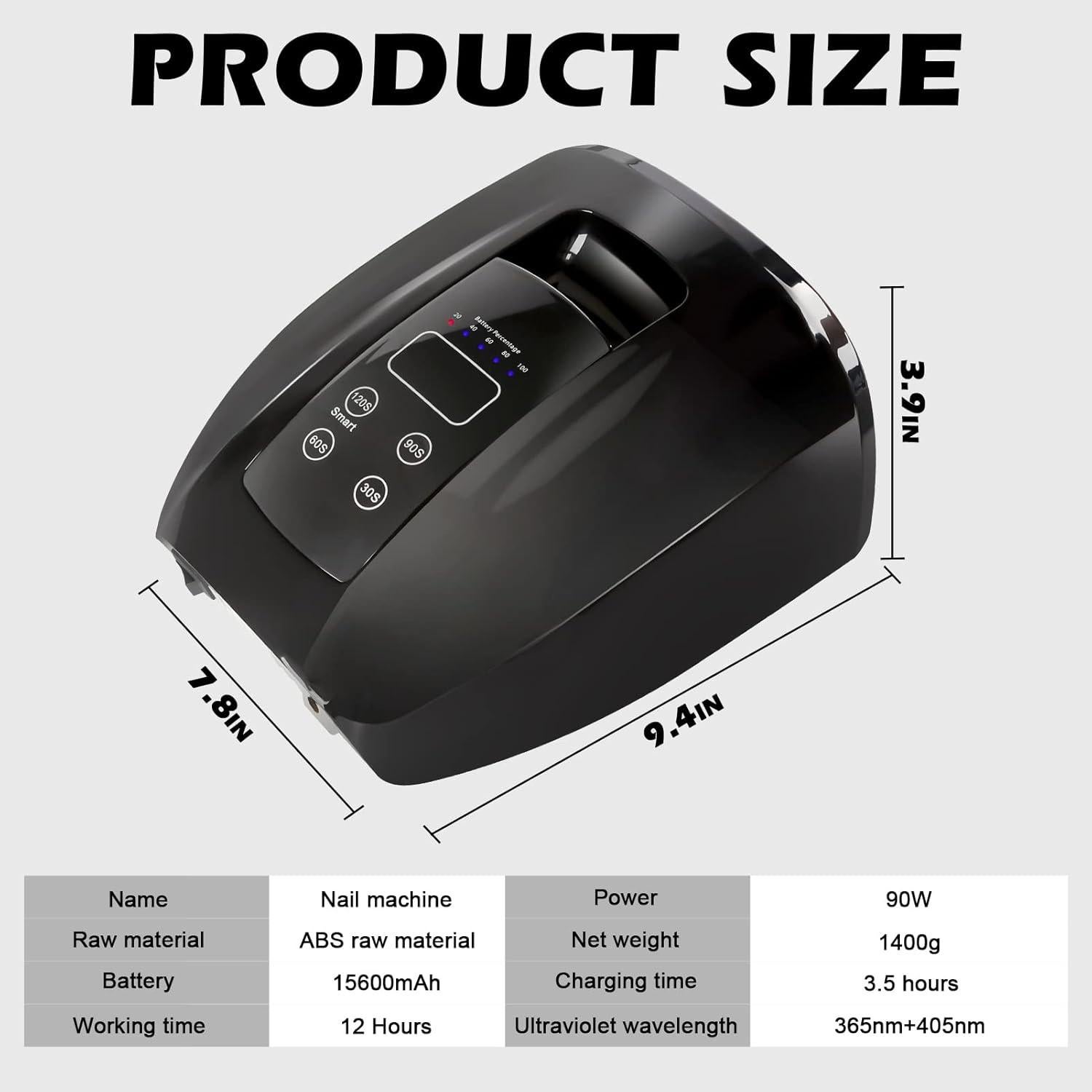 Lámpara de Uñas UV LED Linssy 90W Recargable Inalámbrica