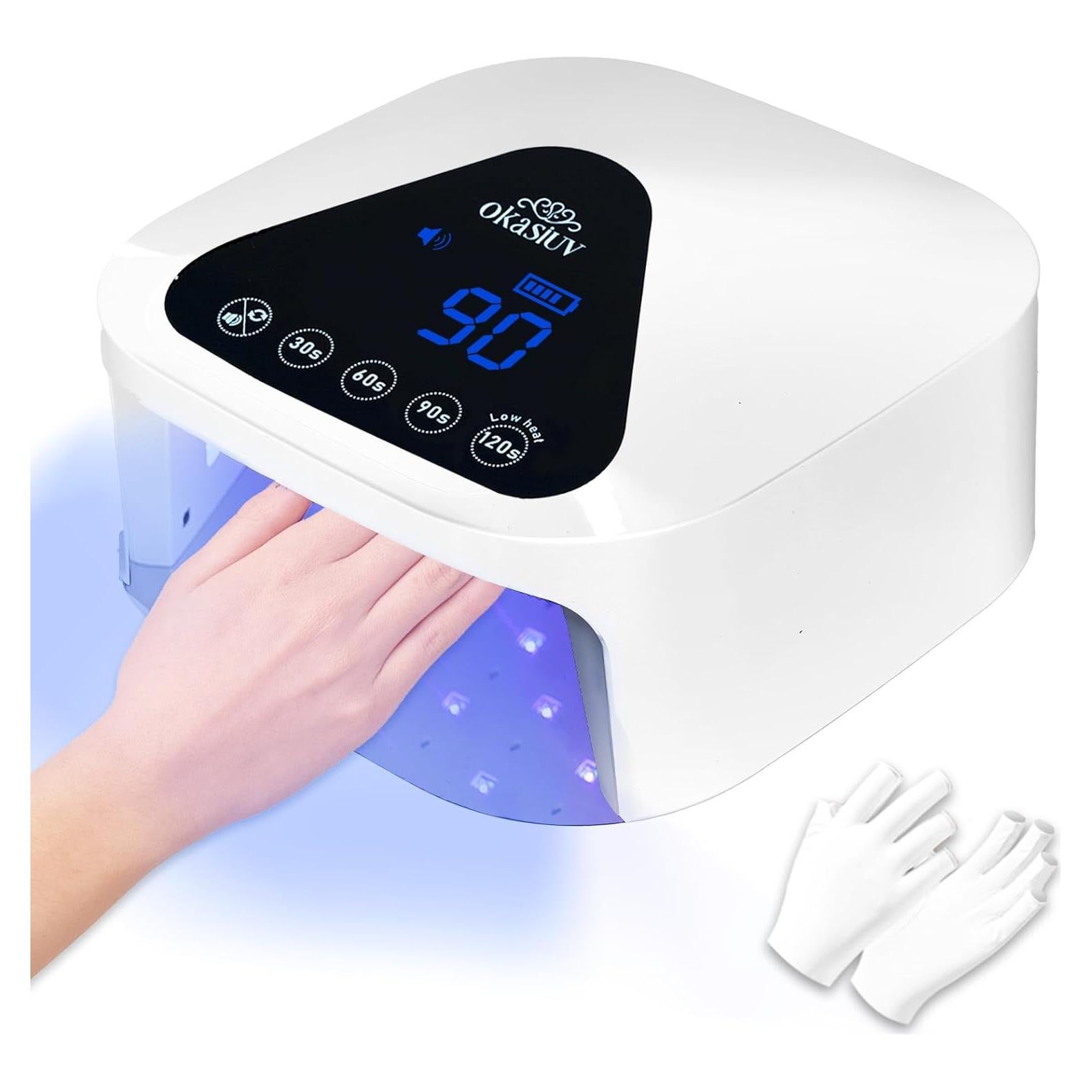 Lámpara de Uñas LED UV Okasiuv Inalámbrica con Guantes UV