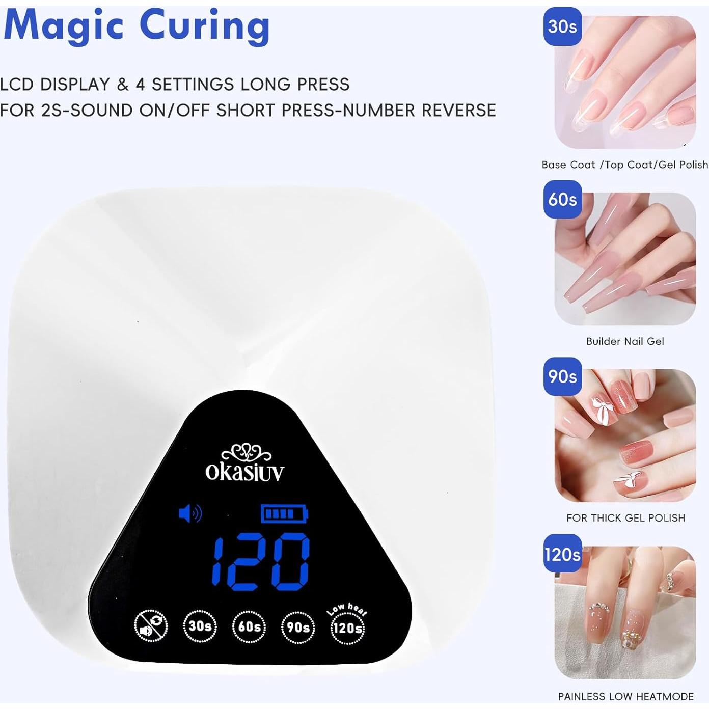 Lámpara de Uñas LED UV Okasiuv Inalámbrica con Guantes UV