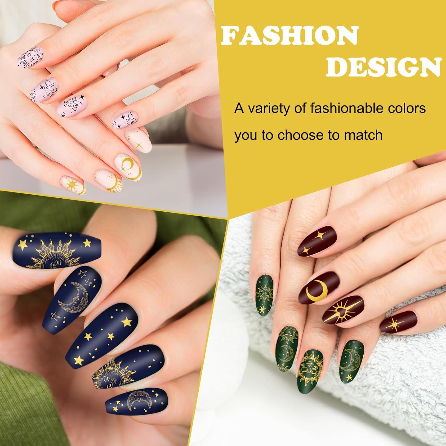 Set de 6 Placas de Estampado de Uñas Whaline - Sol, Luna, Estrella