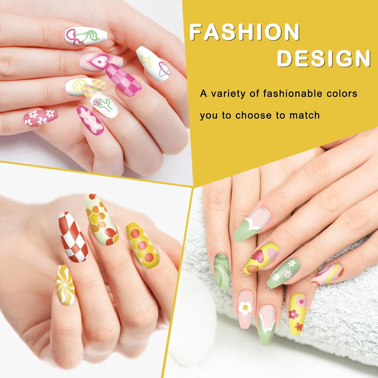 Placas de Uñas Whaline 6 Pcs Estampado Preppy Flores Corazones