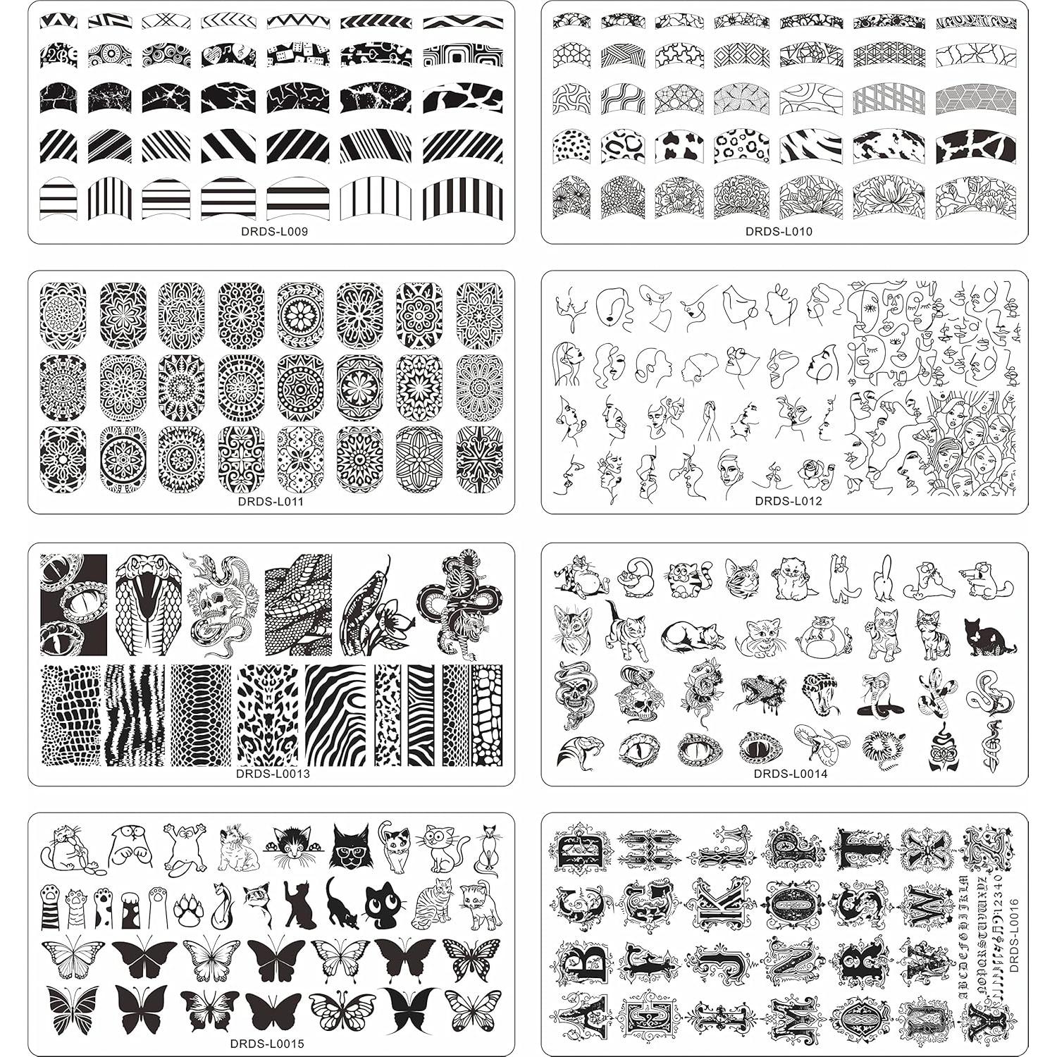 Juego de Placas de Estampado de Uñas VNC 16 Placas + 2 Selladores + 2 Raspadores