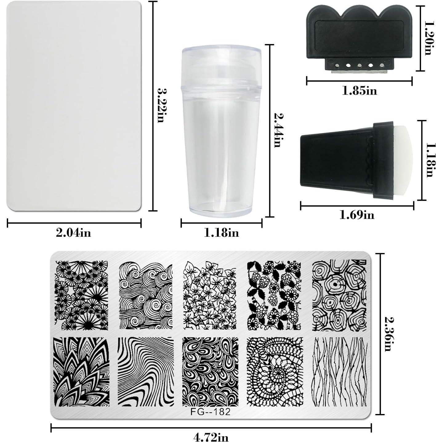 Kit de Estampado de Uñas AddFavor 7 Piezas con Sellos y Raspadores