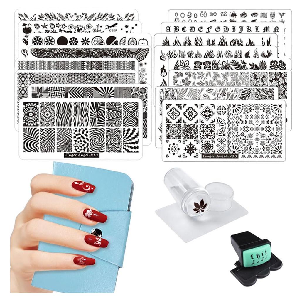 Juego de Estampado de Uñas HaiQiang 21 Piezas con 16 Placas