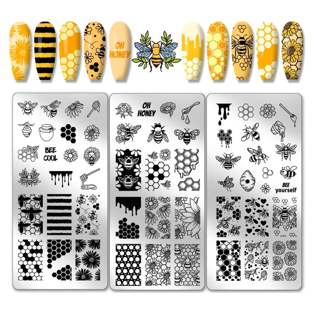 Placas de Estampado de Uñas PH PandaHall 3 Piezas - Acero Inoxidable