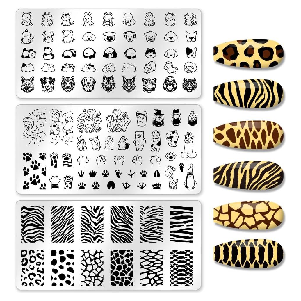 3 Plantillas de Estampado de Uñas de Animales Lindos Beinkmake