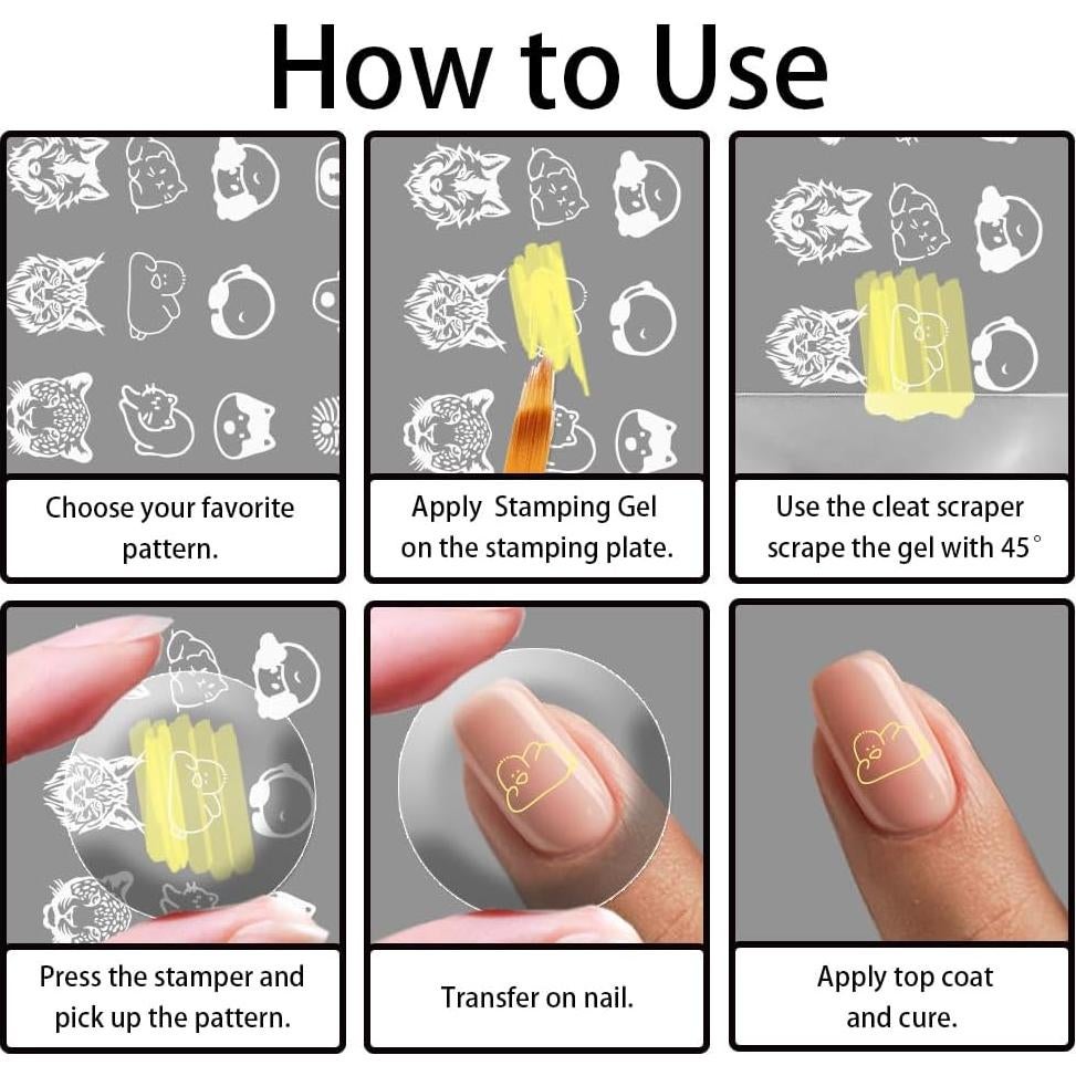 3 Plantillas de Estampado de Uñas de Animales Lindos Beinkmake