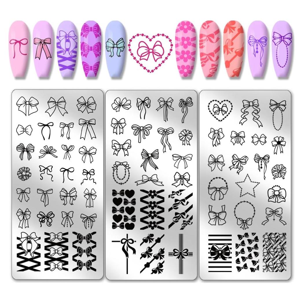 Kit de Estampado de Uñas PH PandaHall 3 Placas Lazo 66 Patrones