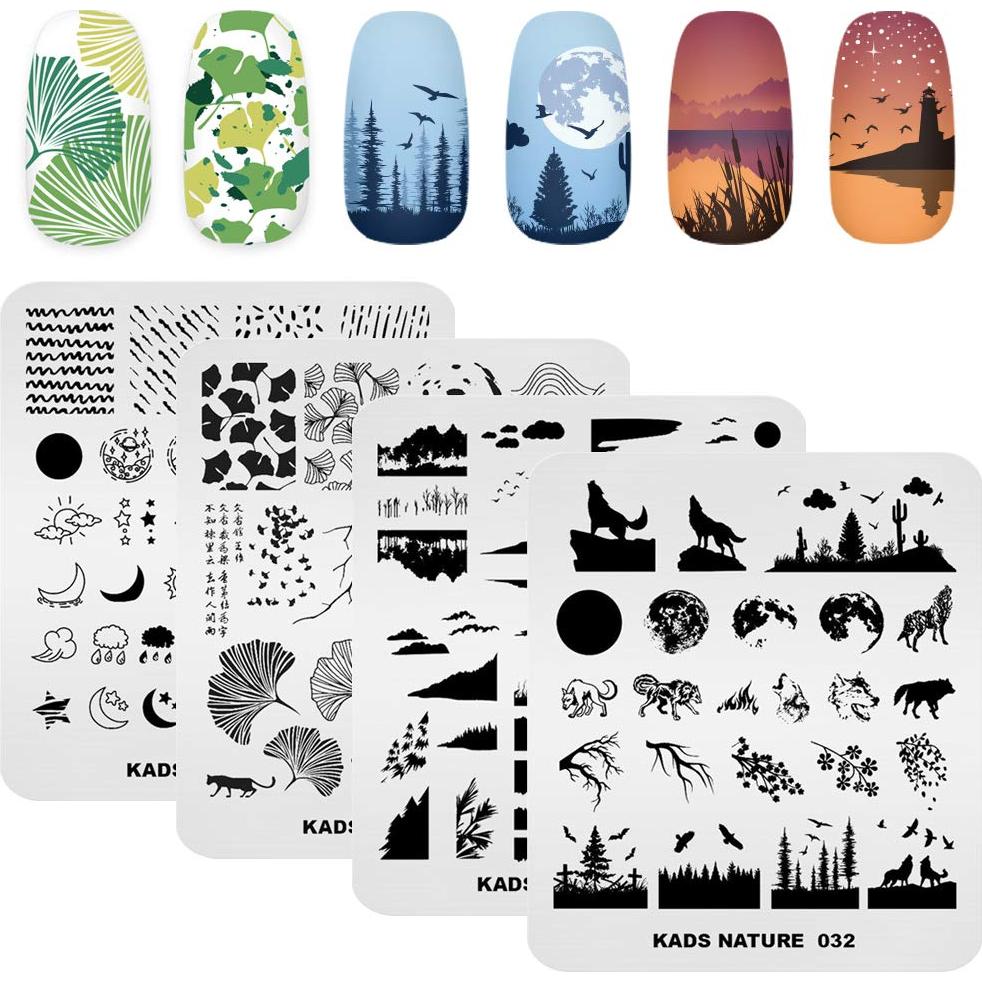 Juego de Placas de Estampado de Uñas KADS 20 Pcs - Acero Inoxidable