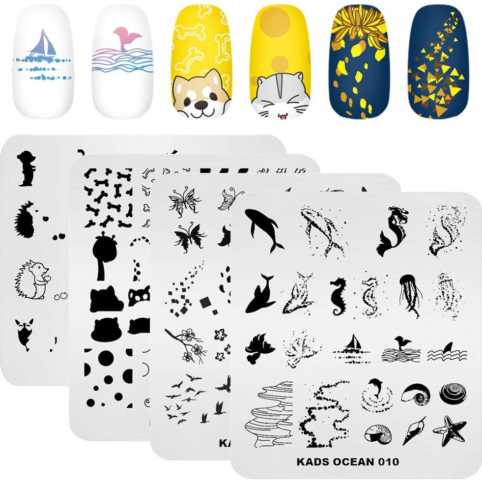 Juego de Placas de Estampado de Uñas KADS 20 Pcs - Acero Inoxidable
