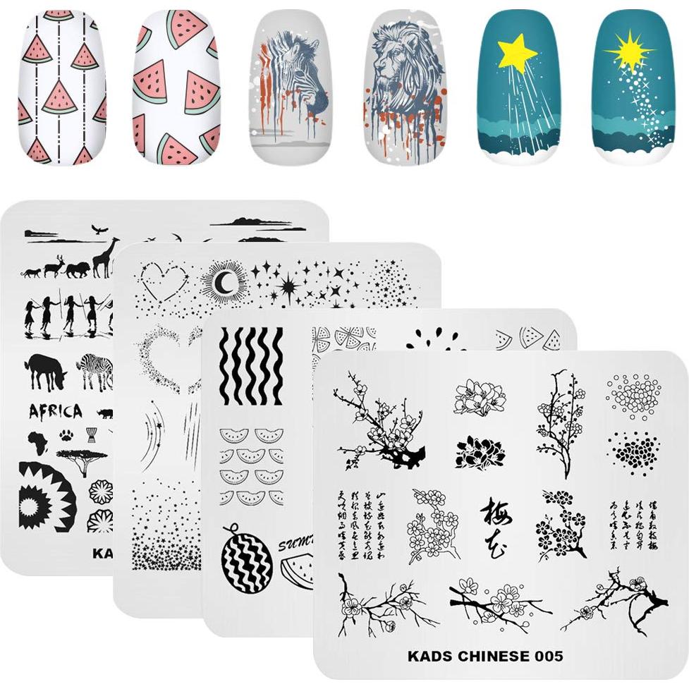 Juego de Placas de Estampado de Uñas KADS 20 Pcs - Acero Inoxidable