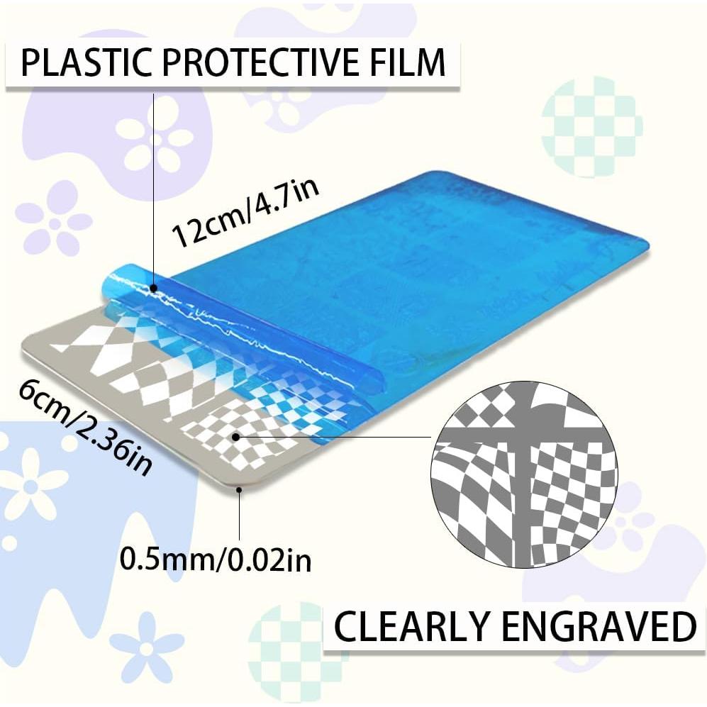 Estampador de Uñas Francés PH PandaHall 3 Piezas Tartan