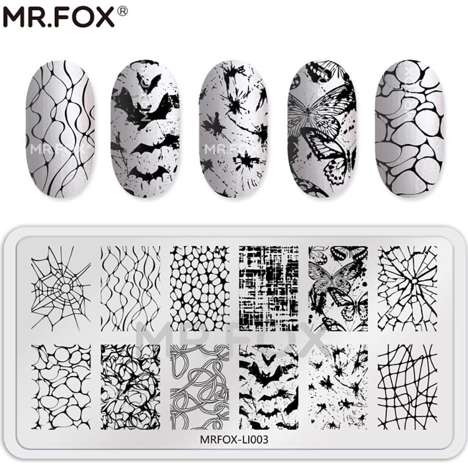 Set de 5 Placas de Estampado de Uñas MR.FOX Punk Corazón