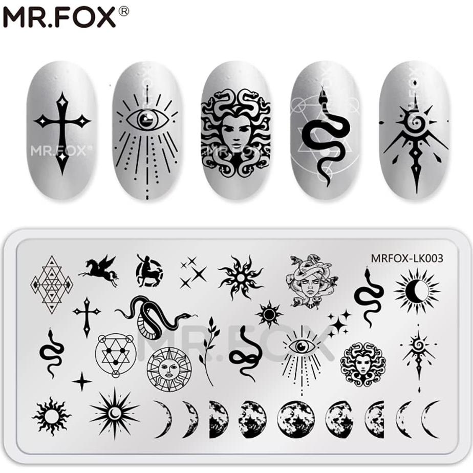 Set de 5 Placas de Estampado de Uñas MR.FOX Punk Corazón