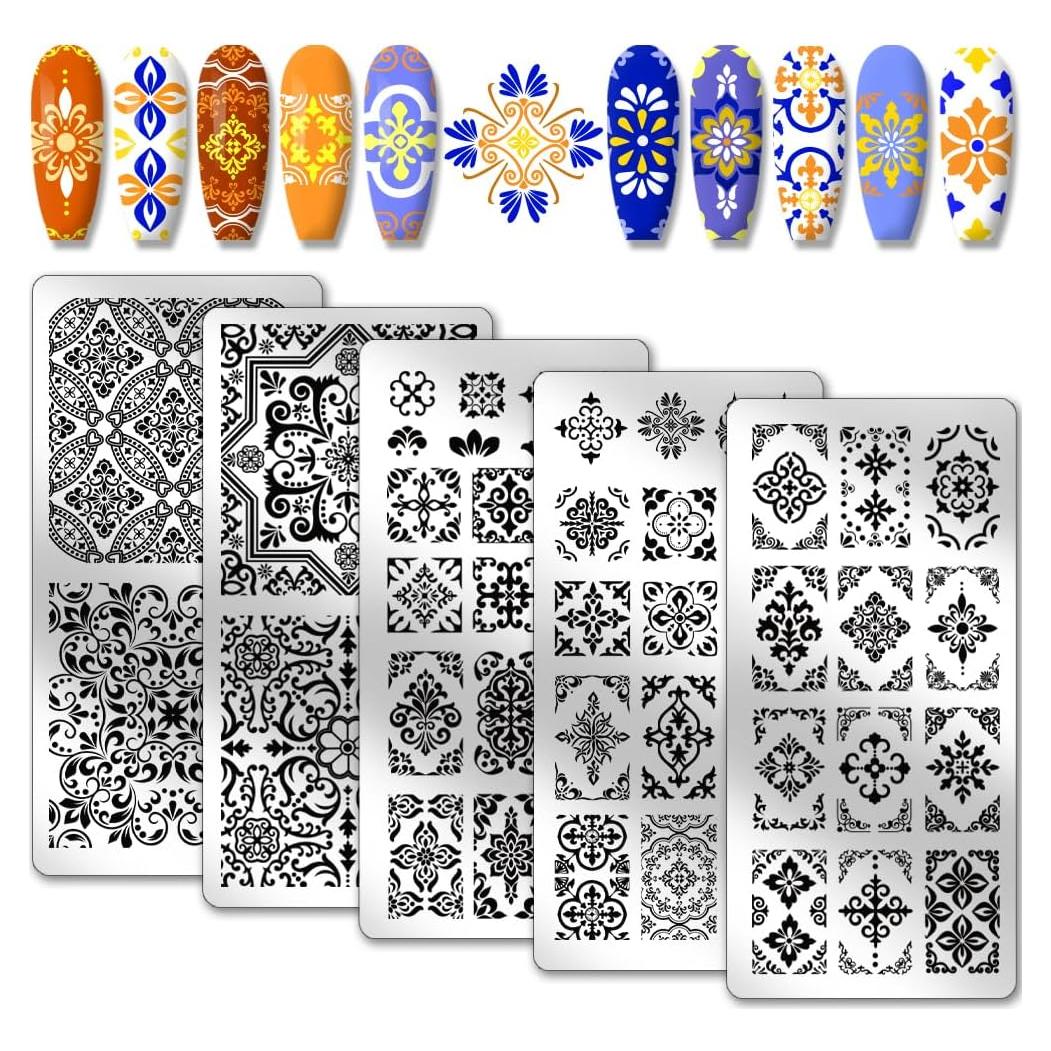 Plantillas de Arte de Uñas PH PandaHall 5 Piezas 52 Patrones