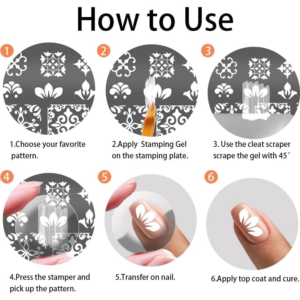 Plantillas de Arte de Uñas PH PandaHall 5 Piezas 52 Patrones