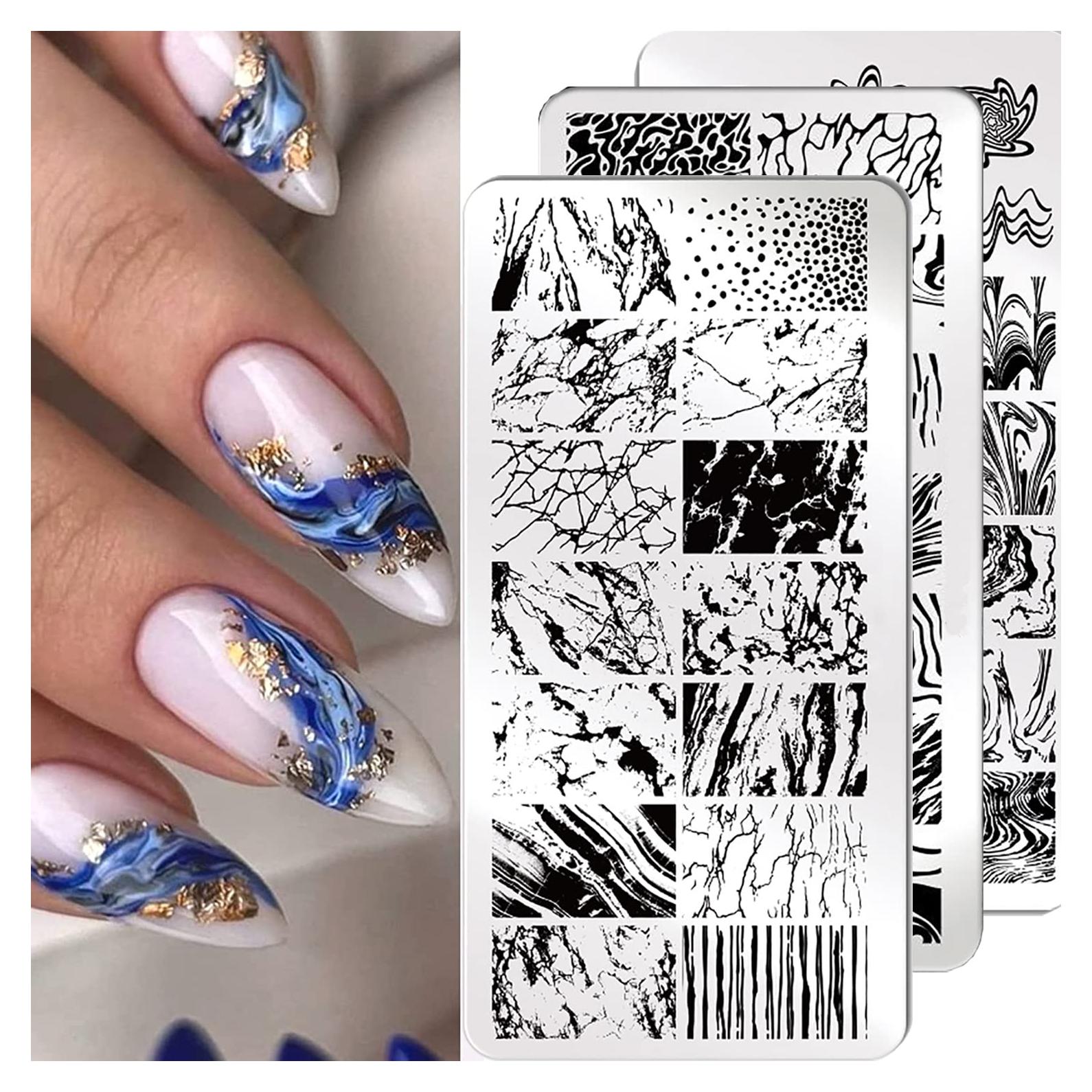 3 Plantillas de Estampado de Uñas Mármol Francés OCOUYVD-151
