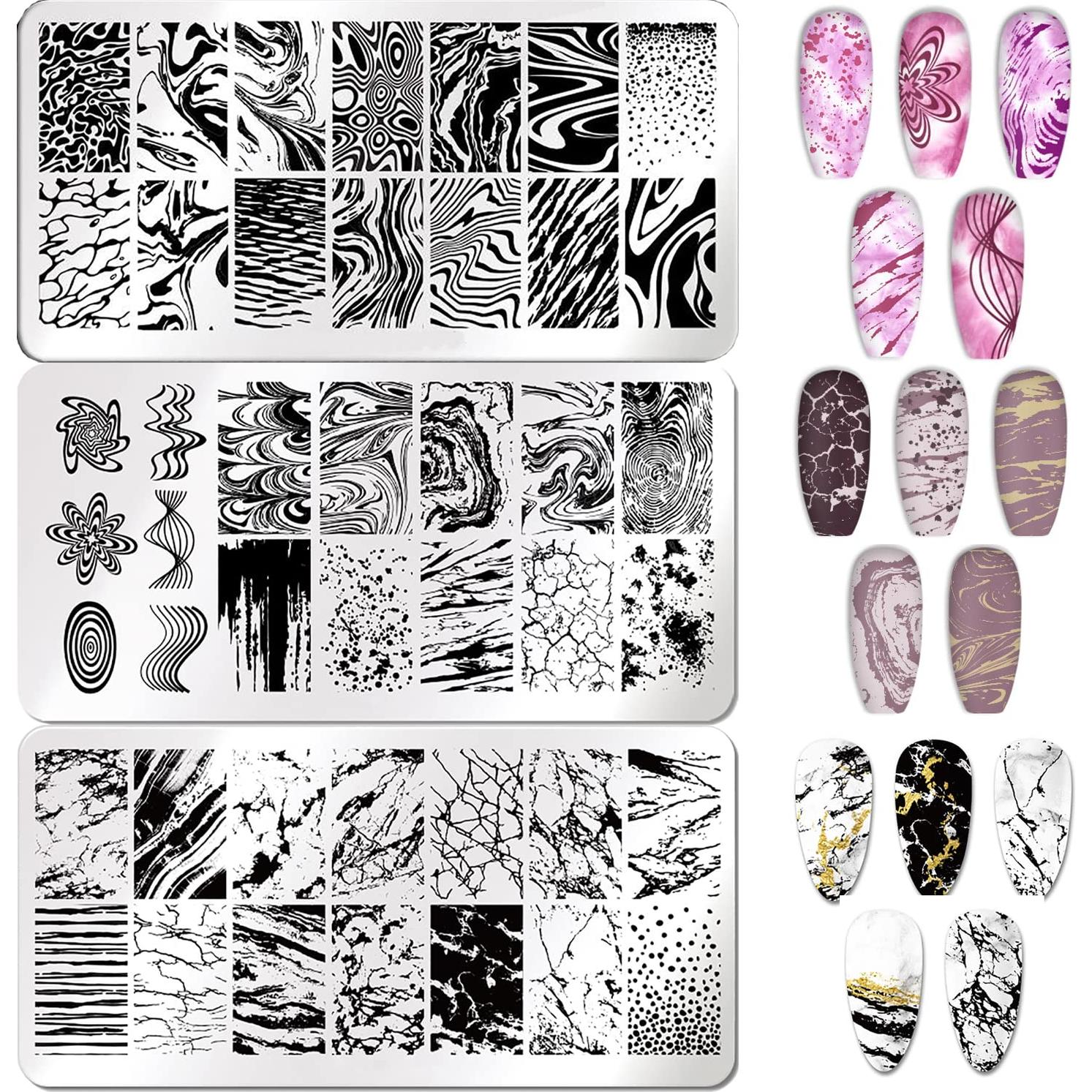 3 Plantillas de Estampado de Uñas Mármol Francés OCOUYVD-151