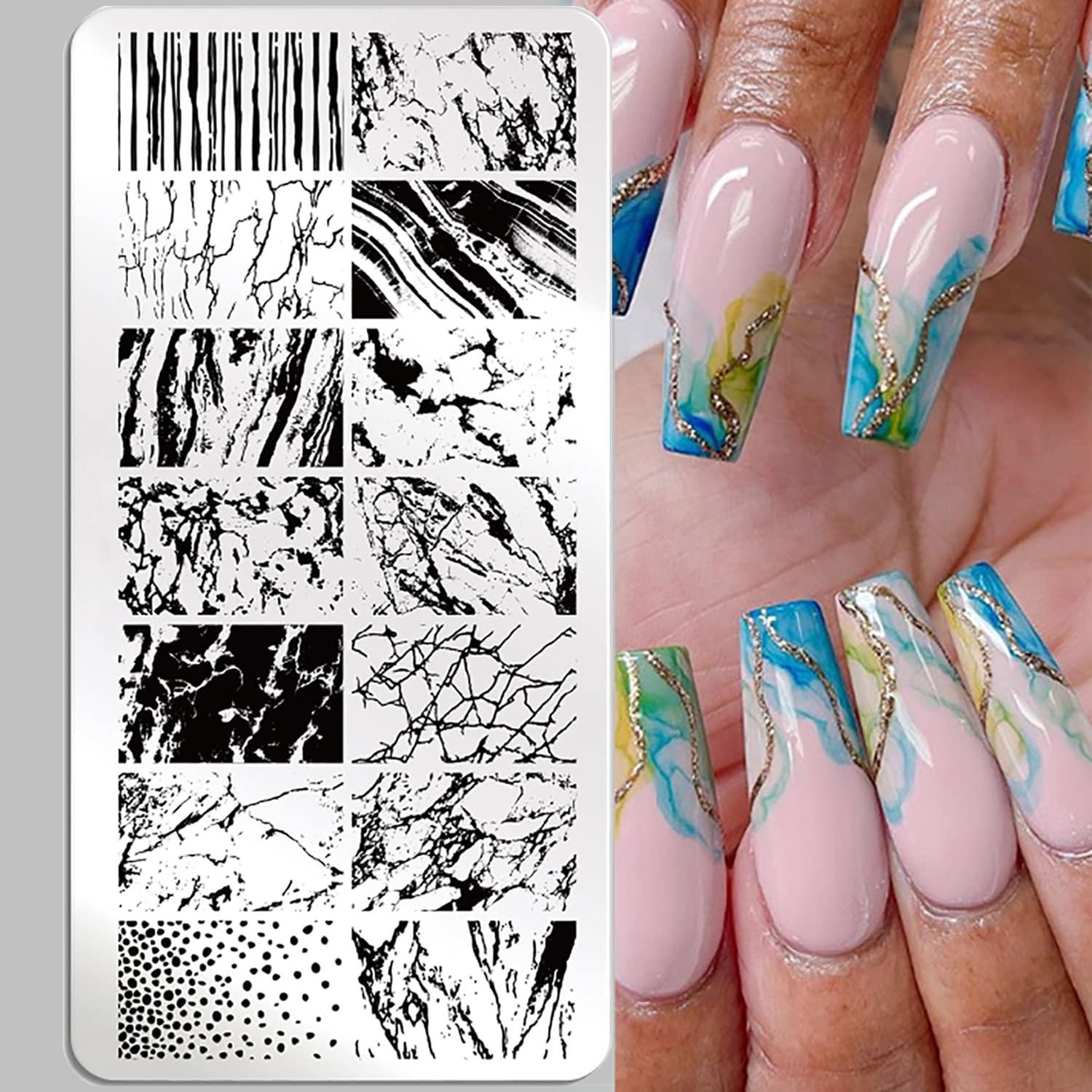 3 Plantillas de Estampado de Uñas Mármol Francés OCOUYVD-151