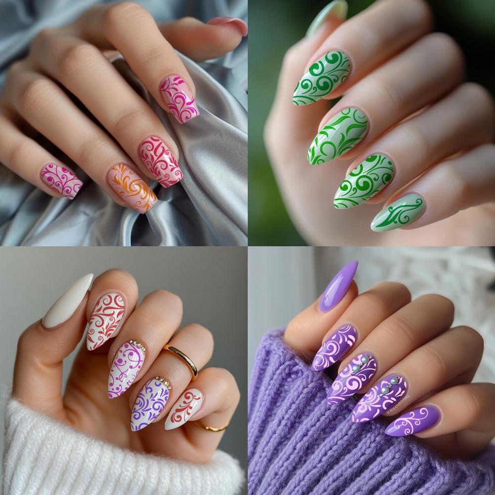 Plantillas de Arte de Uñas PH PandaHall - 3 Piezas Floral 52 Patrones