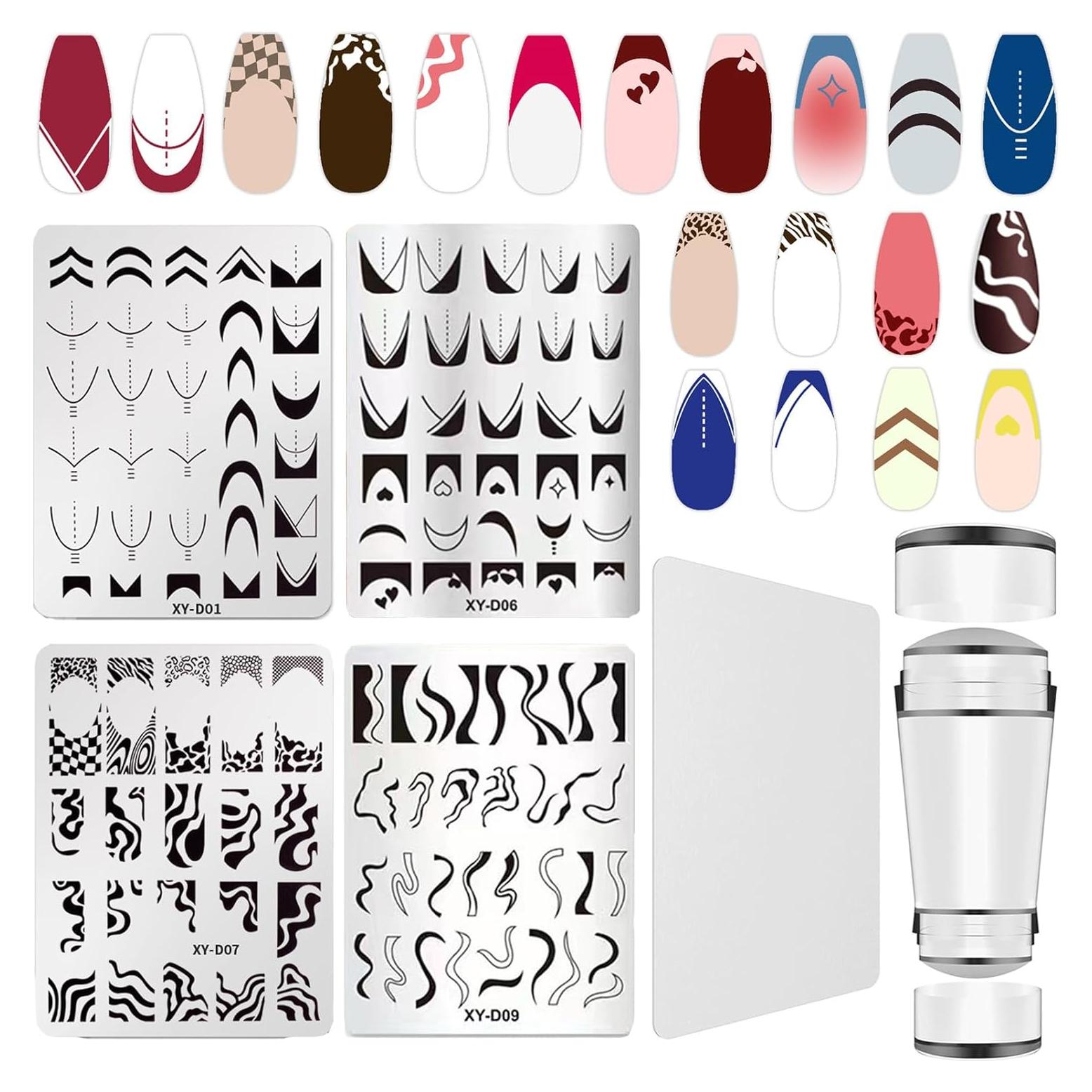Kit de Estampado de Uñas BlueZOO - 4 Placas + Estampador
