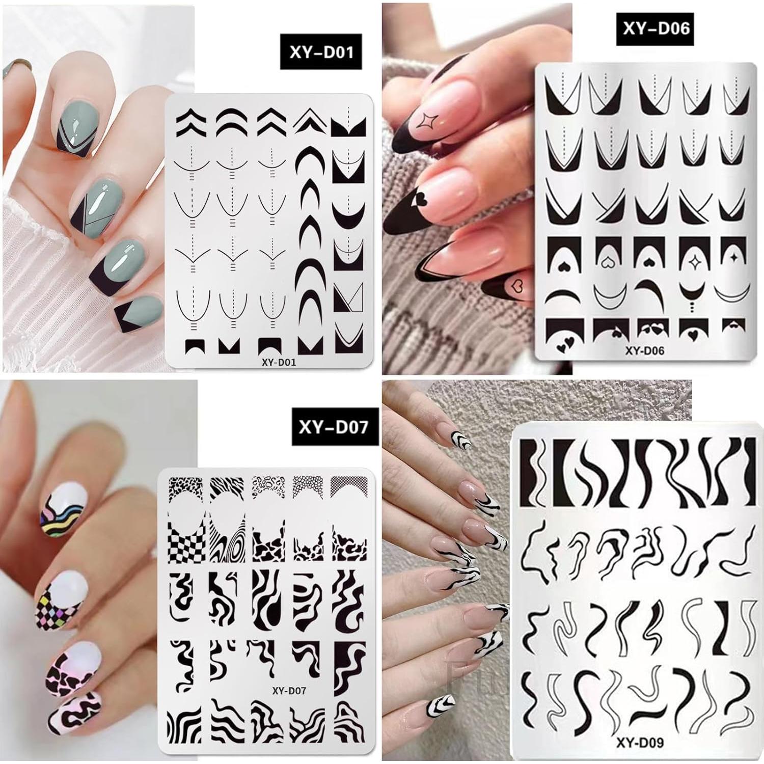 Kit de Estampado de Uñas BlueZOO - 4 Placas + Estampador