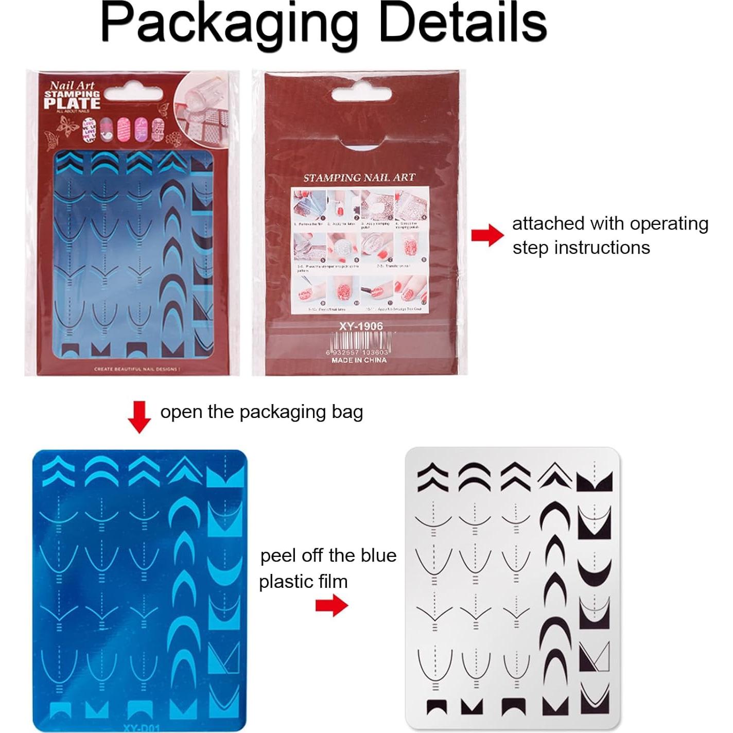 Kit de Estampado de Uñas BlueZOO - 4 Placas + Estampador