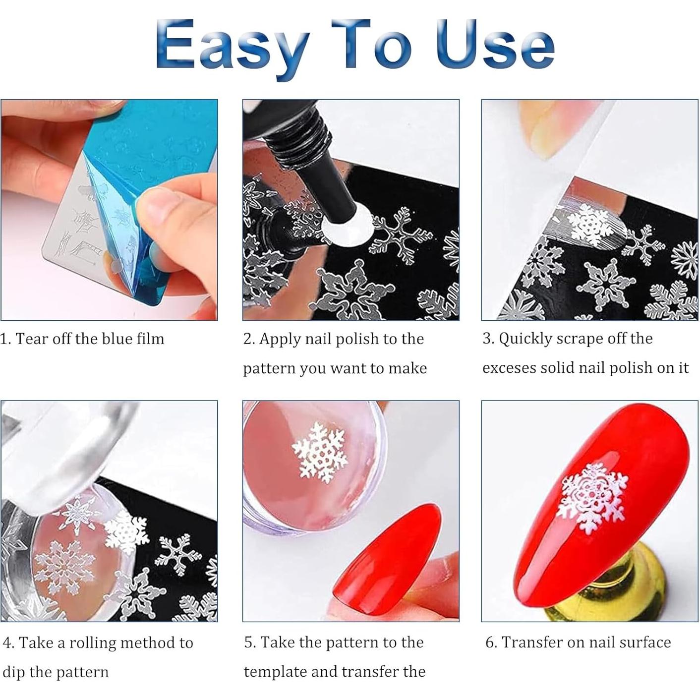 Kit de Estampado de Uñas BlueZOO - 4 Placas + Estampador