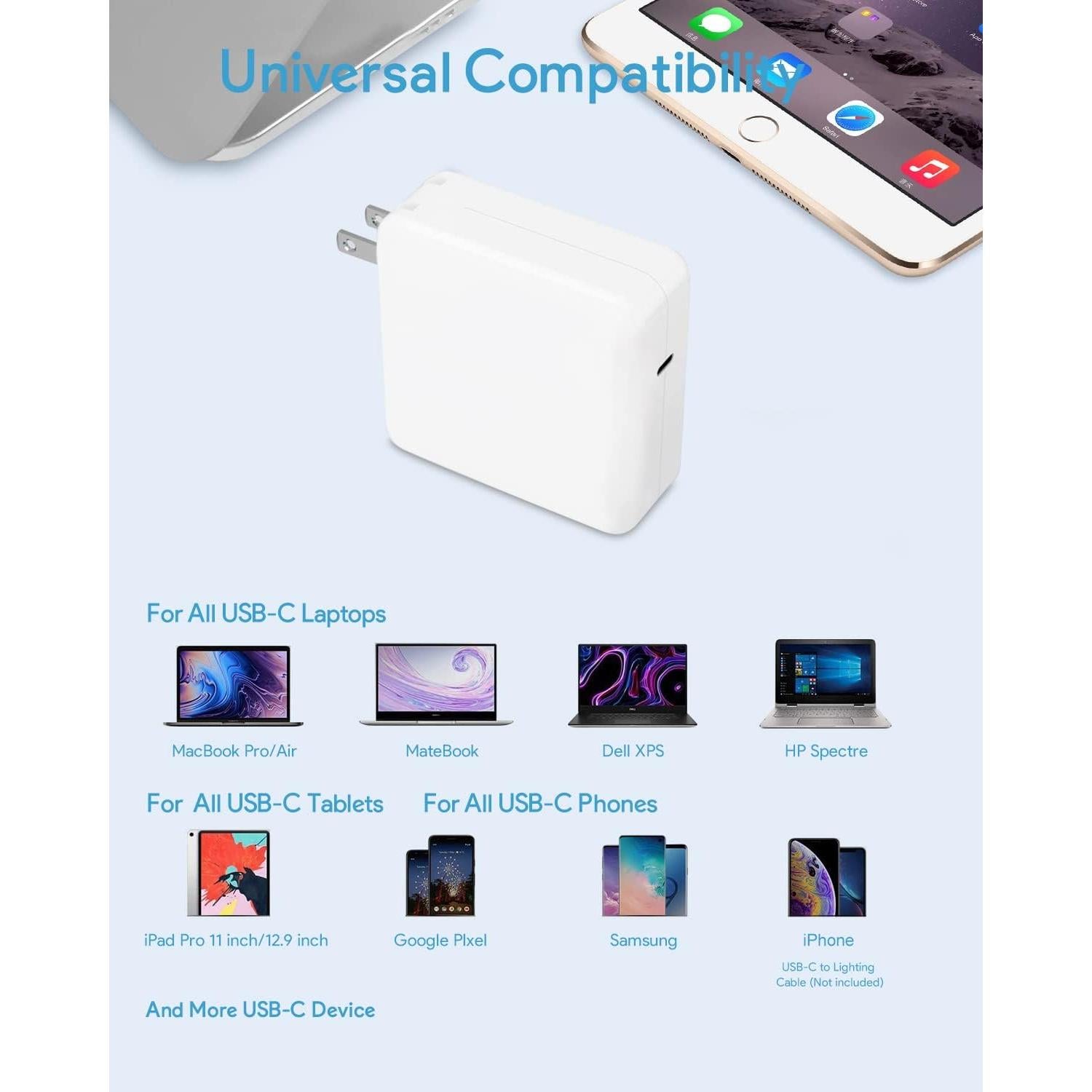 Cargador HuanXiLu 67W USB-C para MacBook Pro/Air 13/14"