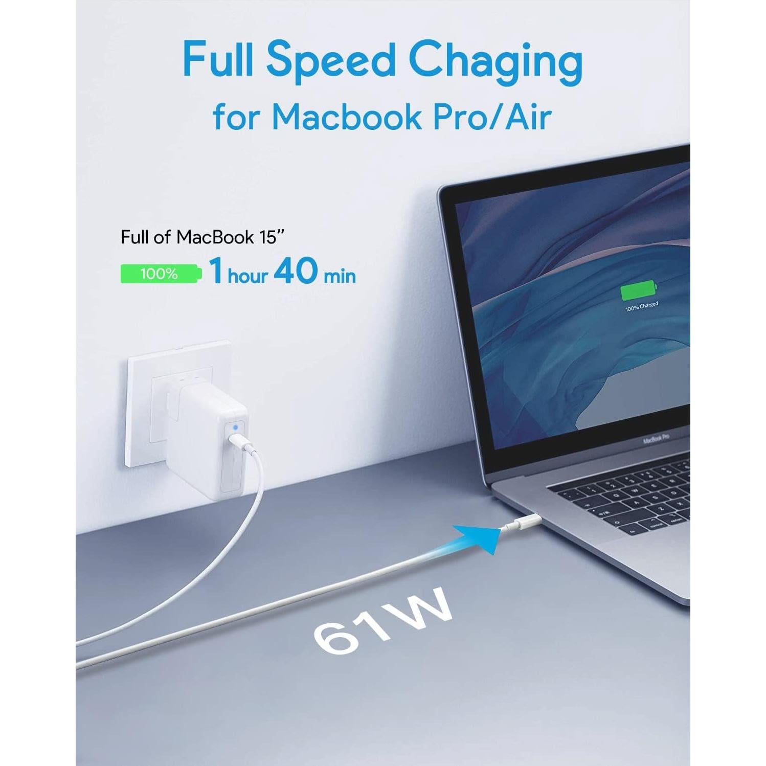 Cargador HuanXiLu 67W USB-C para MacBook Pro/Air 13/14"