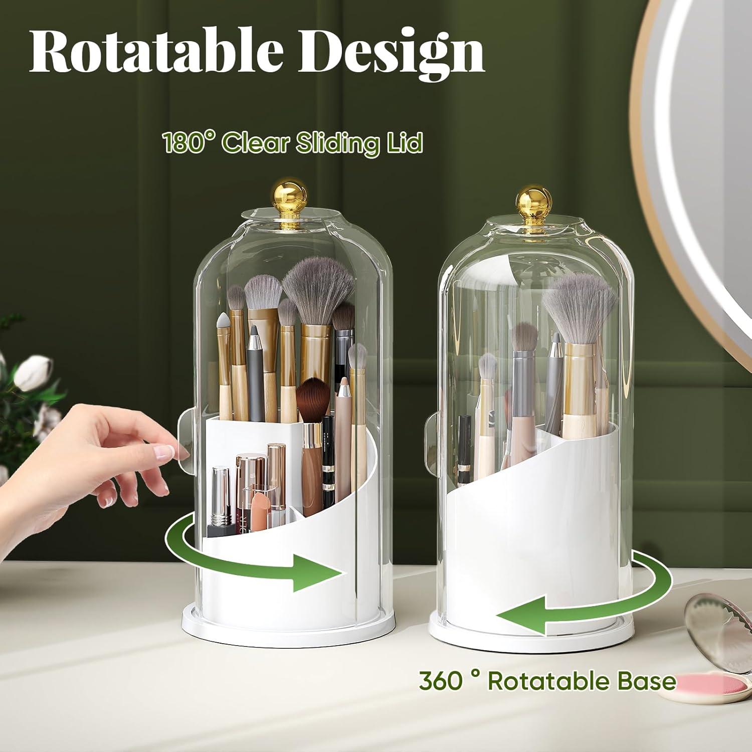 Soporte Giratorio para Brochas de Maquillaje Delamu 360°