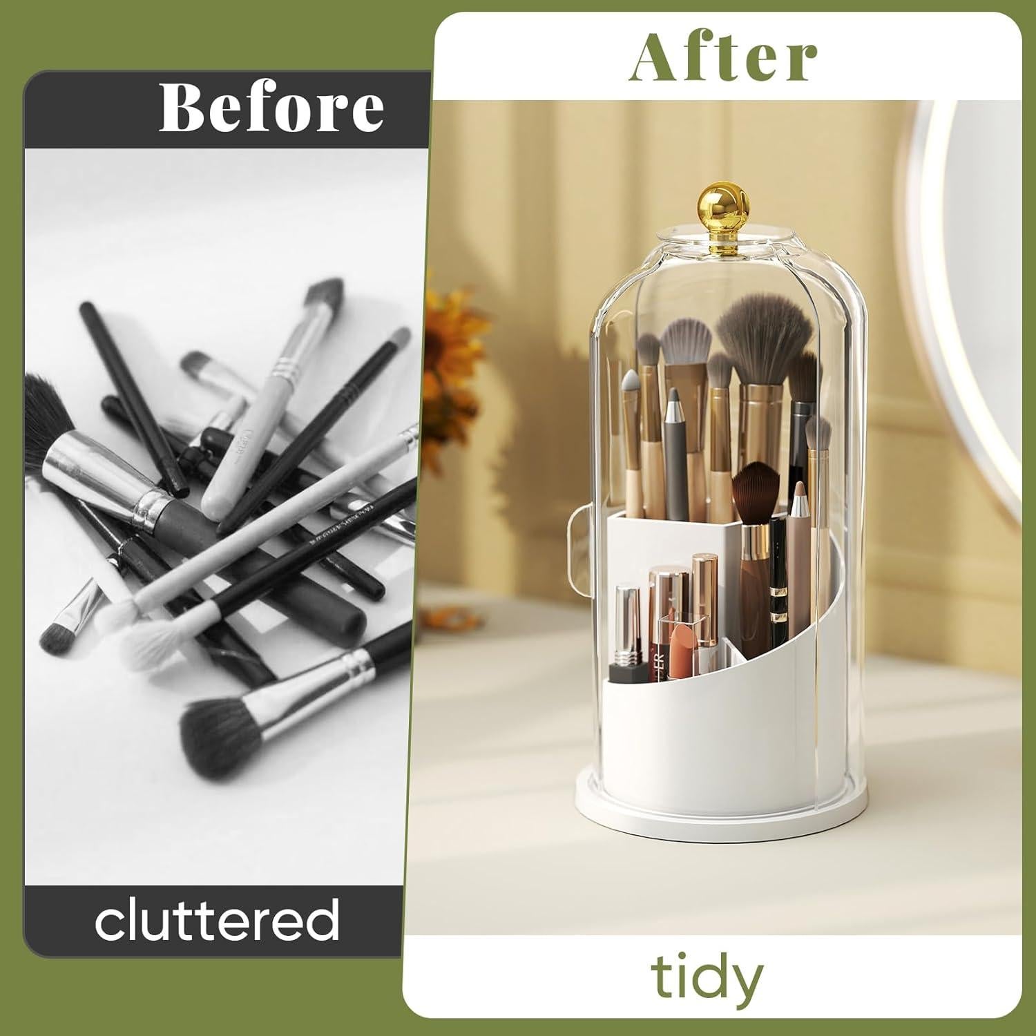 Soporte Giratorio para Brochas de Maquillaje Delamu 360°