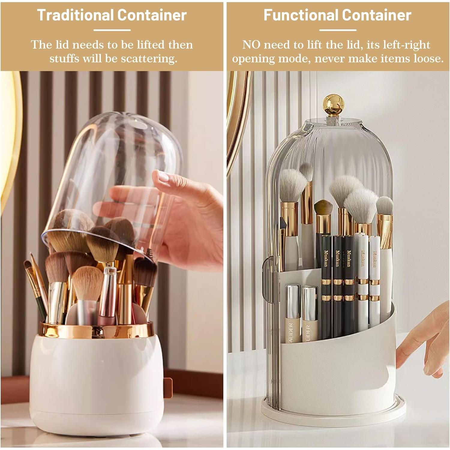 Organizador de Brochas de Maquillaje Ezebesta Blanco 360°