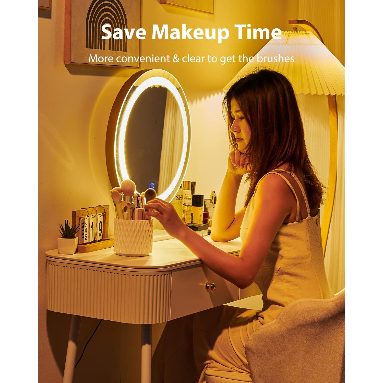 Organizador de Brochas de Maquillaje DooGooCoo Rotatorio 360