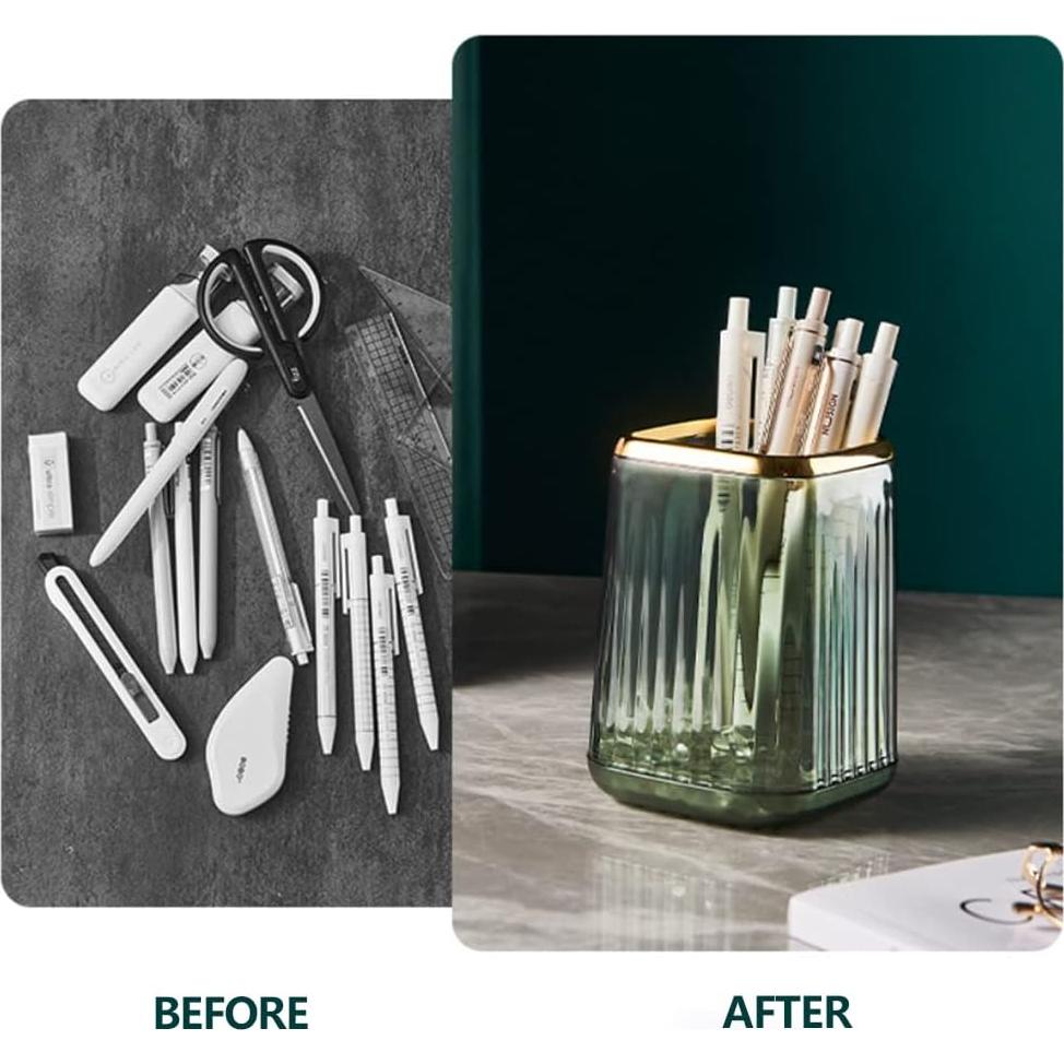 Soporte Organizador de Brochas de Maquillaje Lebenrich Verde Acrílico