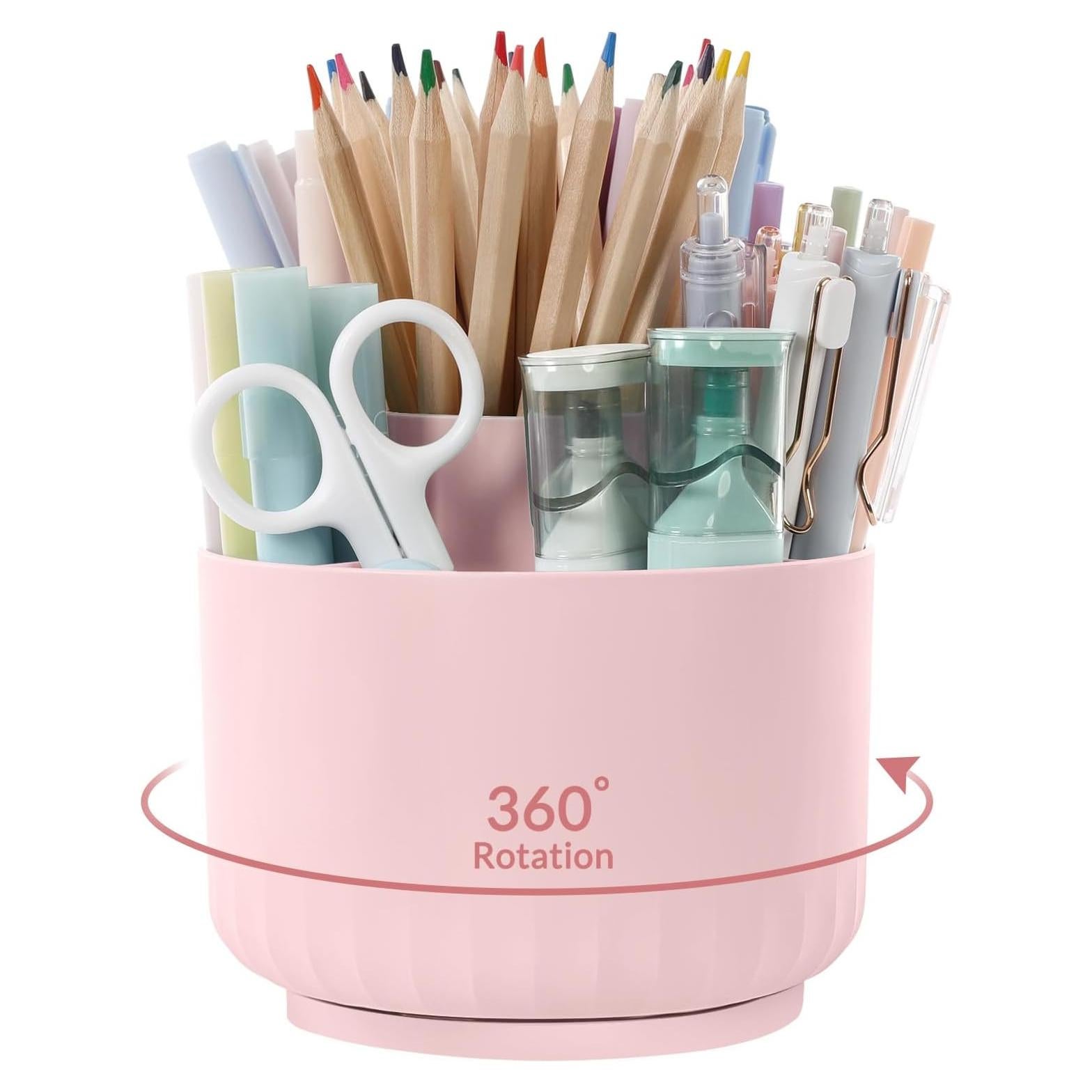 Organizador de Maquillaje SKYDUE Rosa Rotatorio 360° 5 Compartimentos