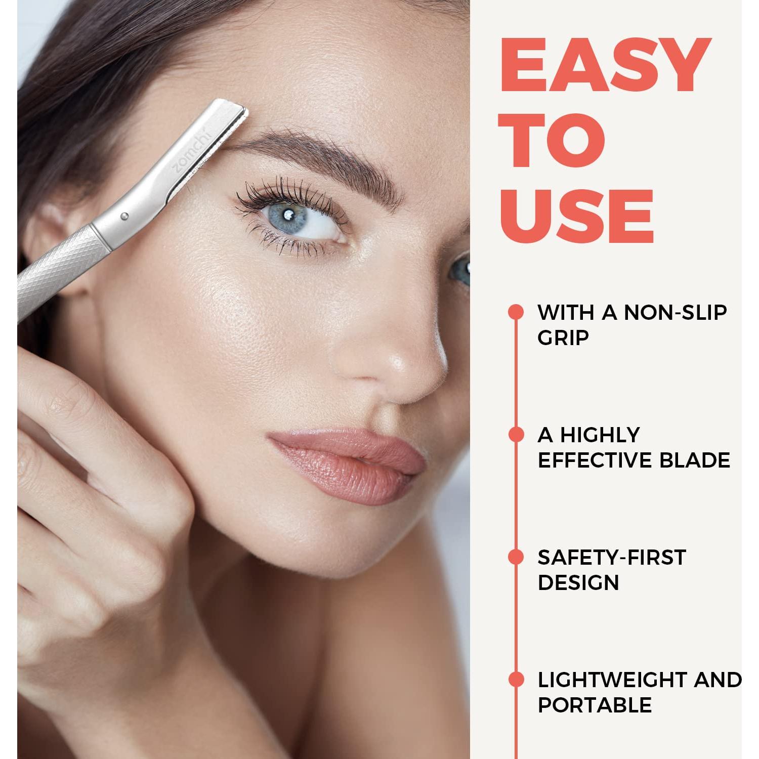 Rasuradora de Cejas ZOMCHI Plata con 6 Cuchillas para Hombres y Mujeres