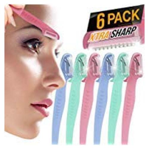 Paquete de 6 cuchillas para cejas Nylea con mango de gel