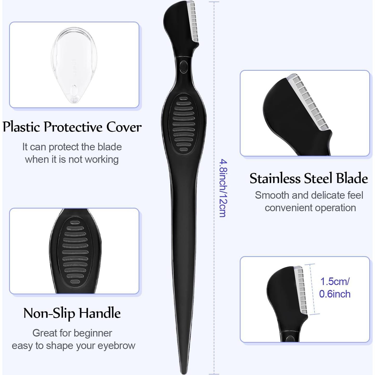 Cortadoras de Cejas Mudder 21 Piezas Acero Inoxidable Negro