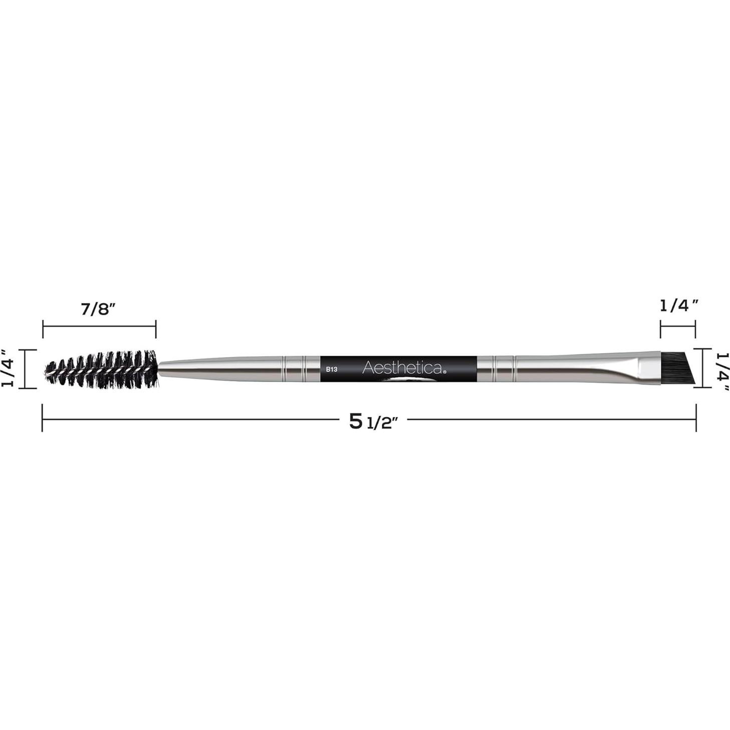 Brocha de Cejas Doble Cara Aesthetica Pro - Angulada y Spoolie