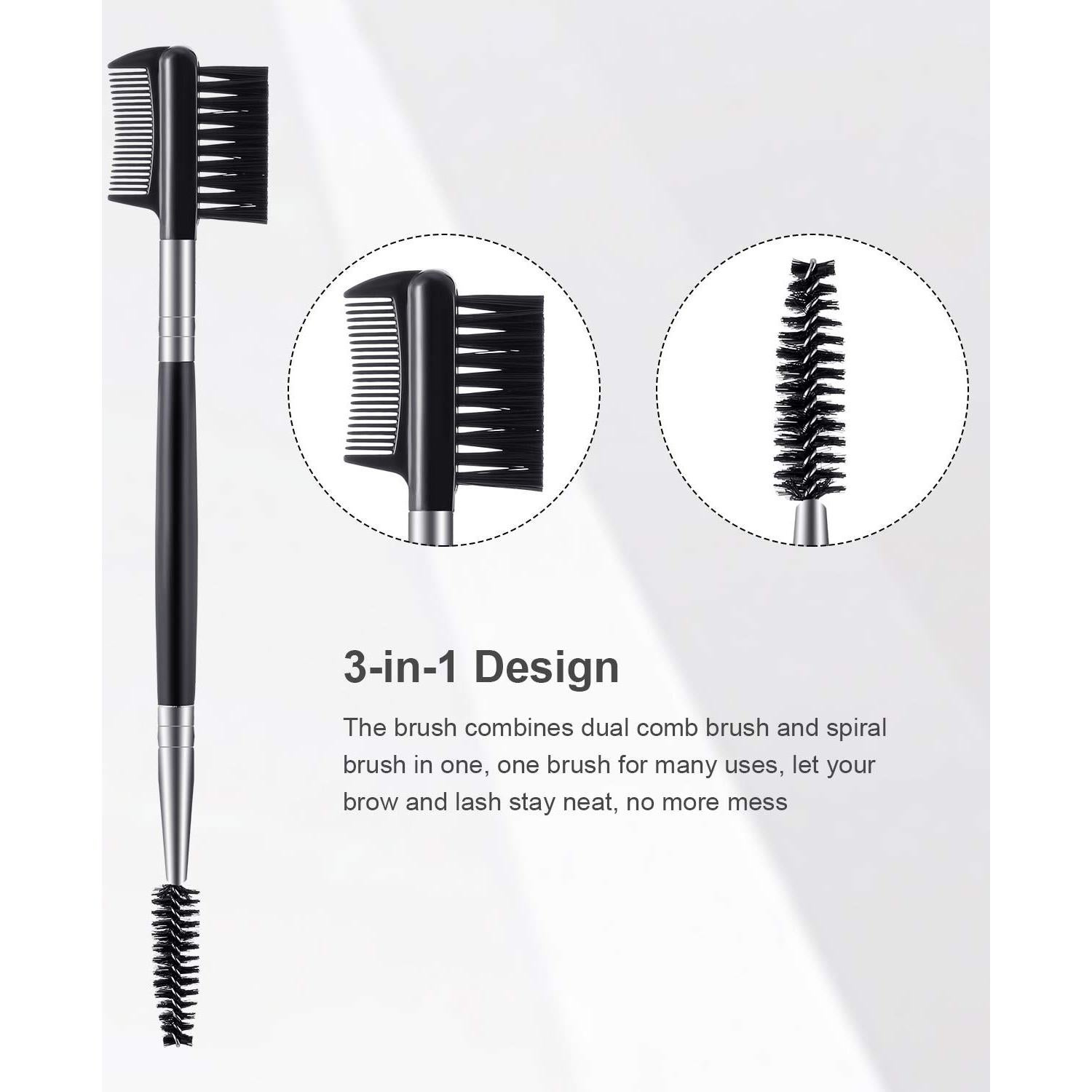 Cepillo de Cejas y Pestañas 3 en 1 Patelai Negro