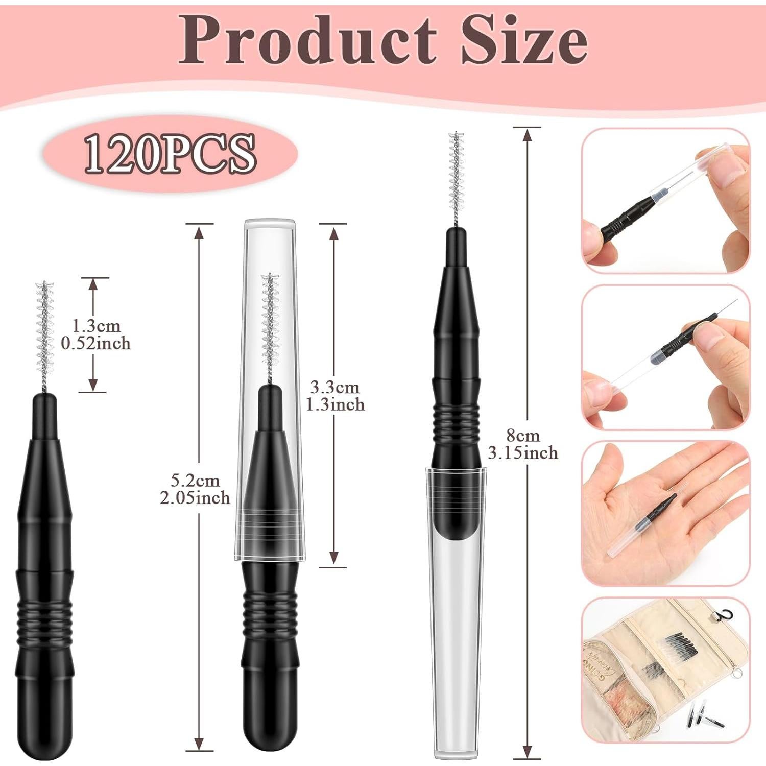 120 Cepillos Micro para Cejas MAPVOLUT con Tapa 5.2cm