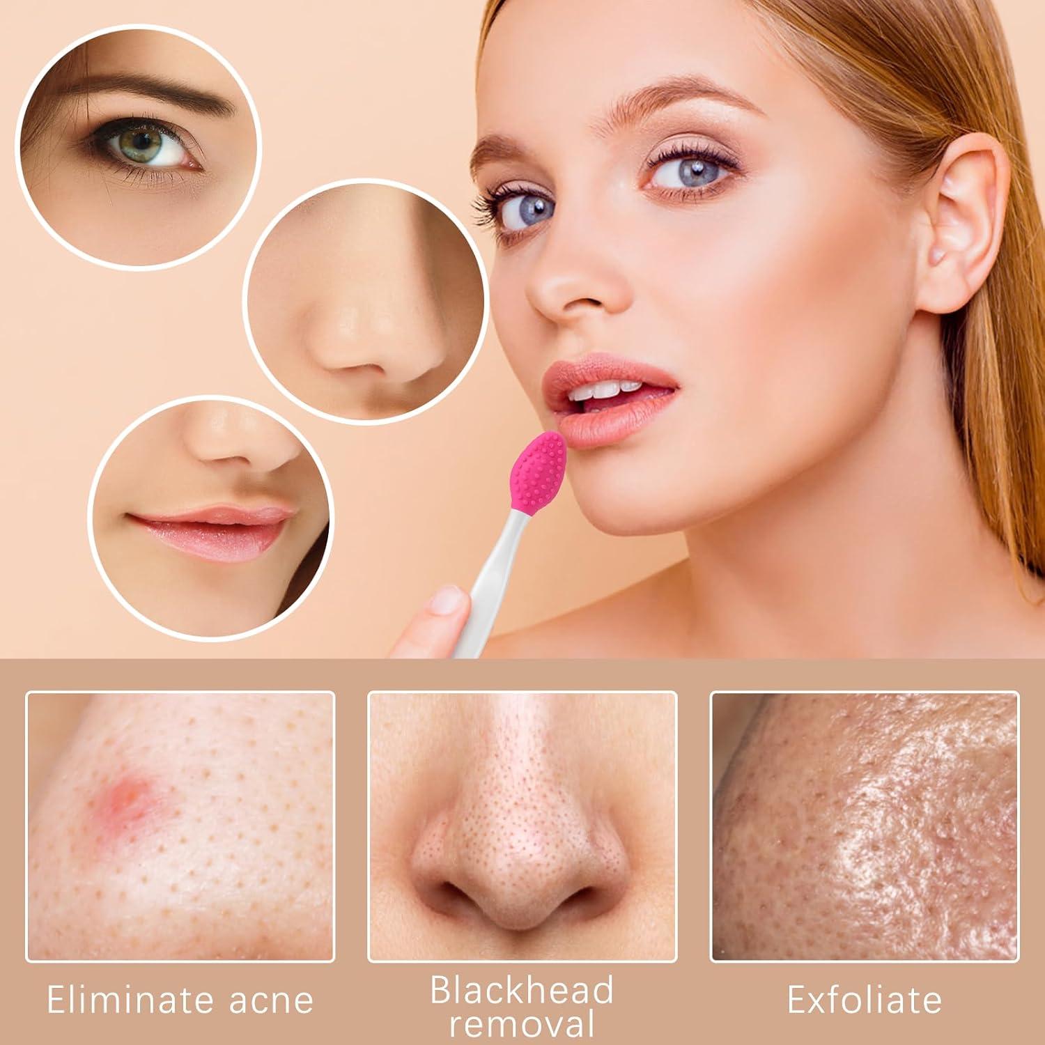 5 Piezas Cepillos Exfoliantes de Labios Silicona Doble Cara