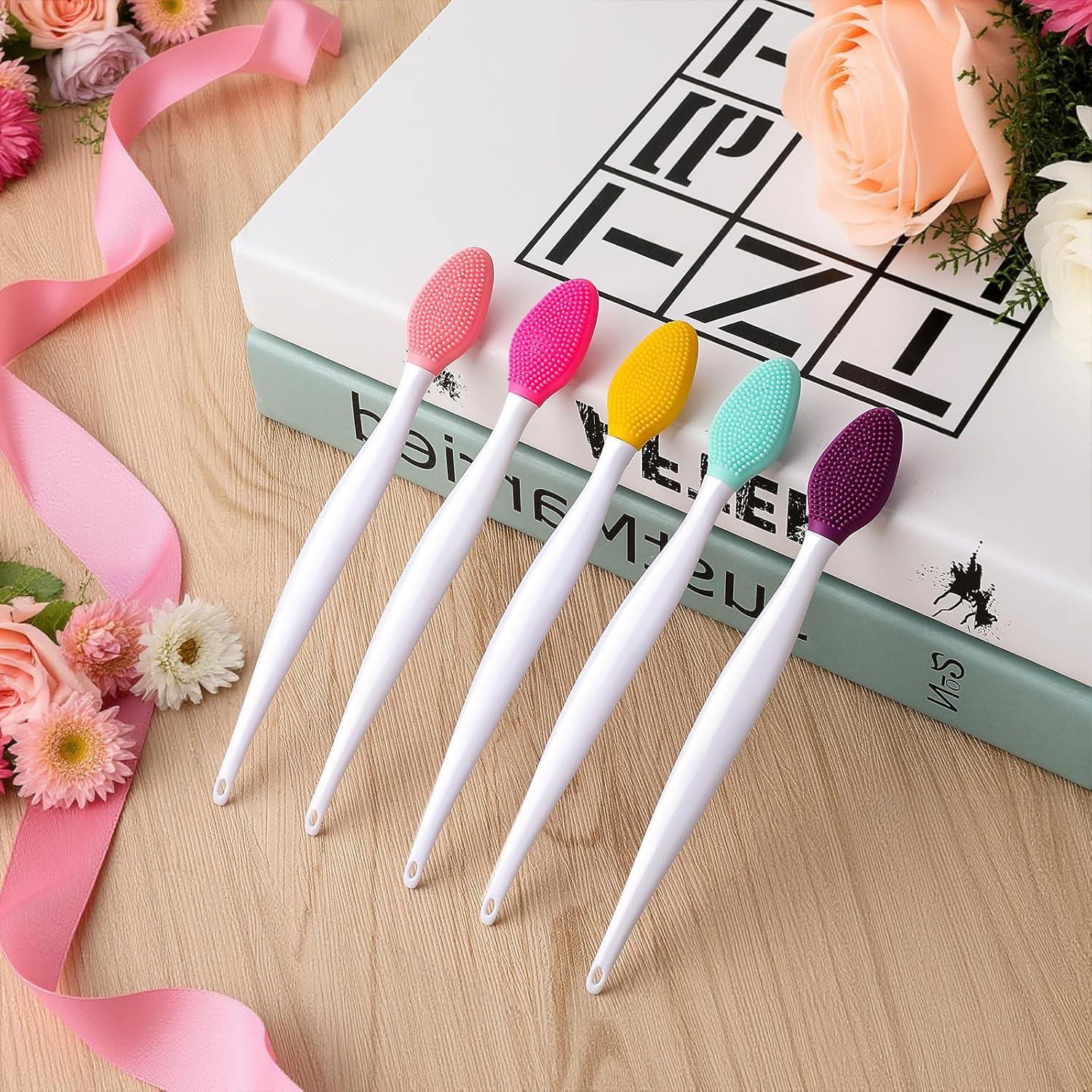 5 Piezas Cepillos Exfoliantes de Labios Silicona Doble Cara