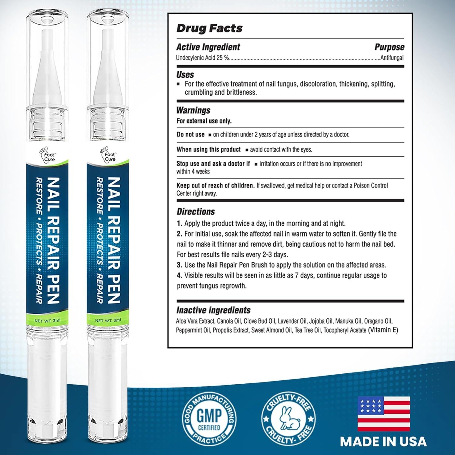 Bolígrafo Antifúngico FOOT CURE 2-Pack 25% Ácido Undecilénico