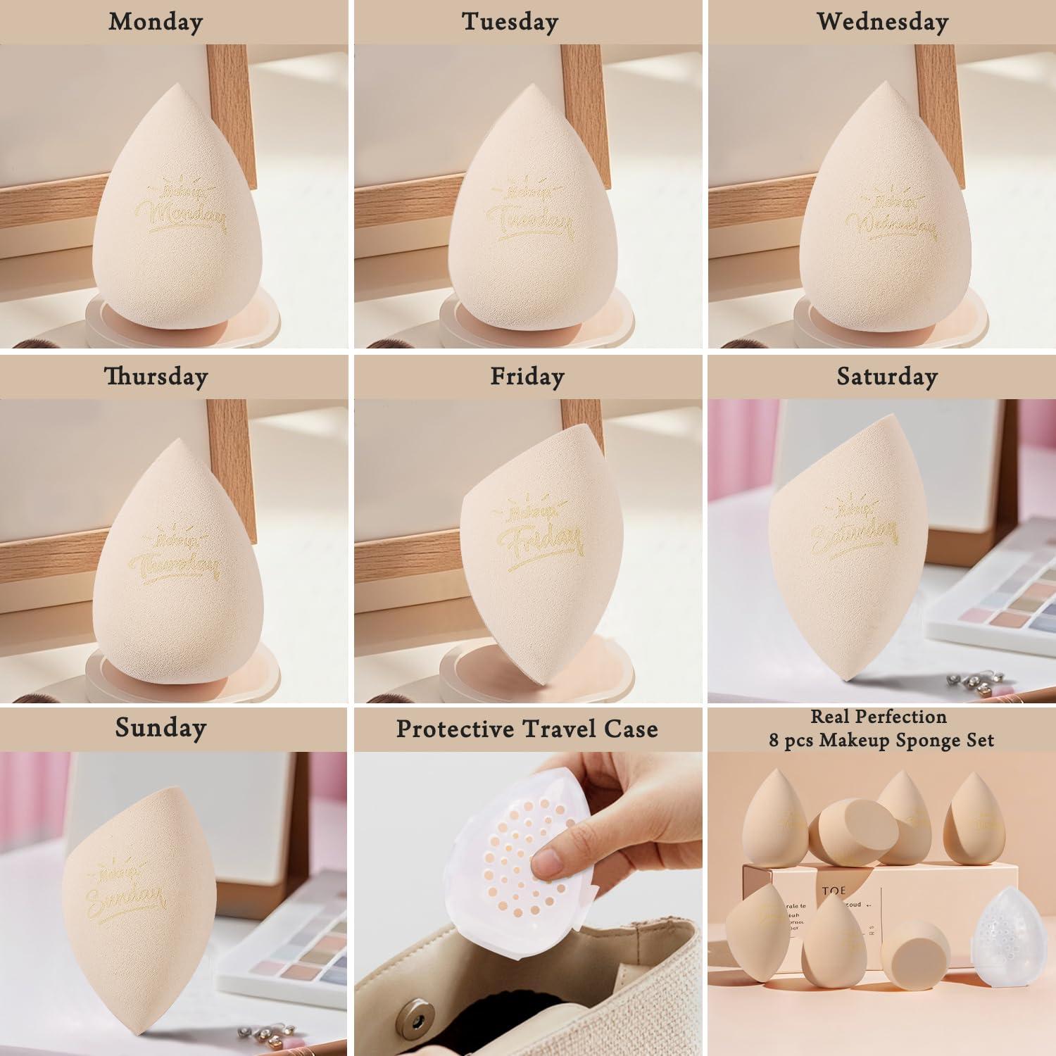 Juego de Esponjas de Maquillaje Real Perfection 8 Piezas Beige