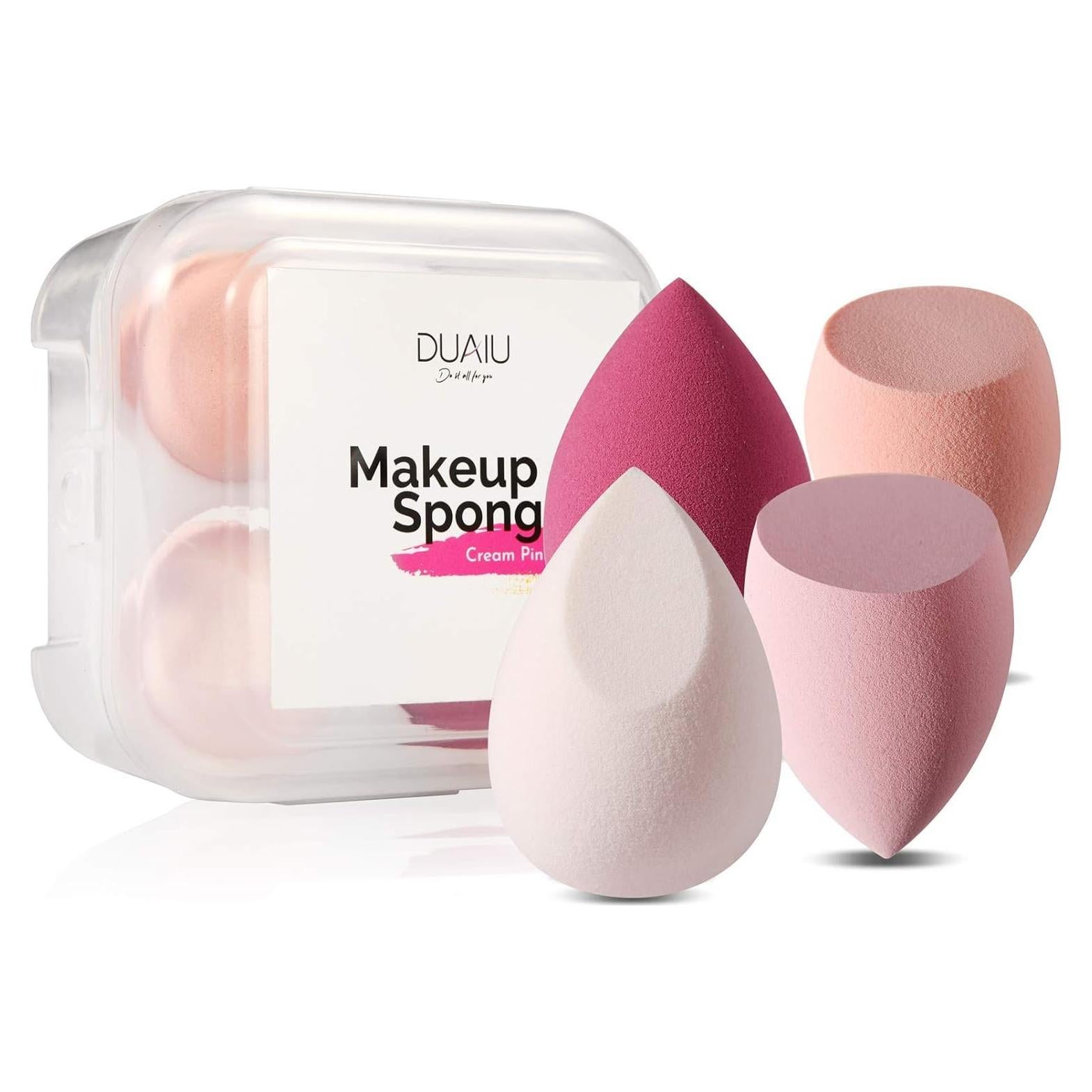 Juego de 4 Esponjas de Maquillaje DUAIU con Caja Rosa