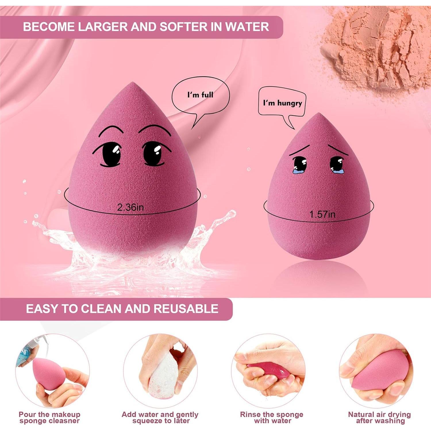 Juego de 4 Esponjas de Maquillaje DUAIU con Caja Rosa