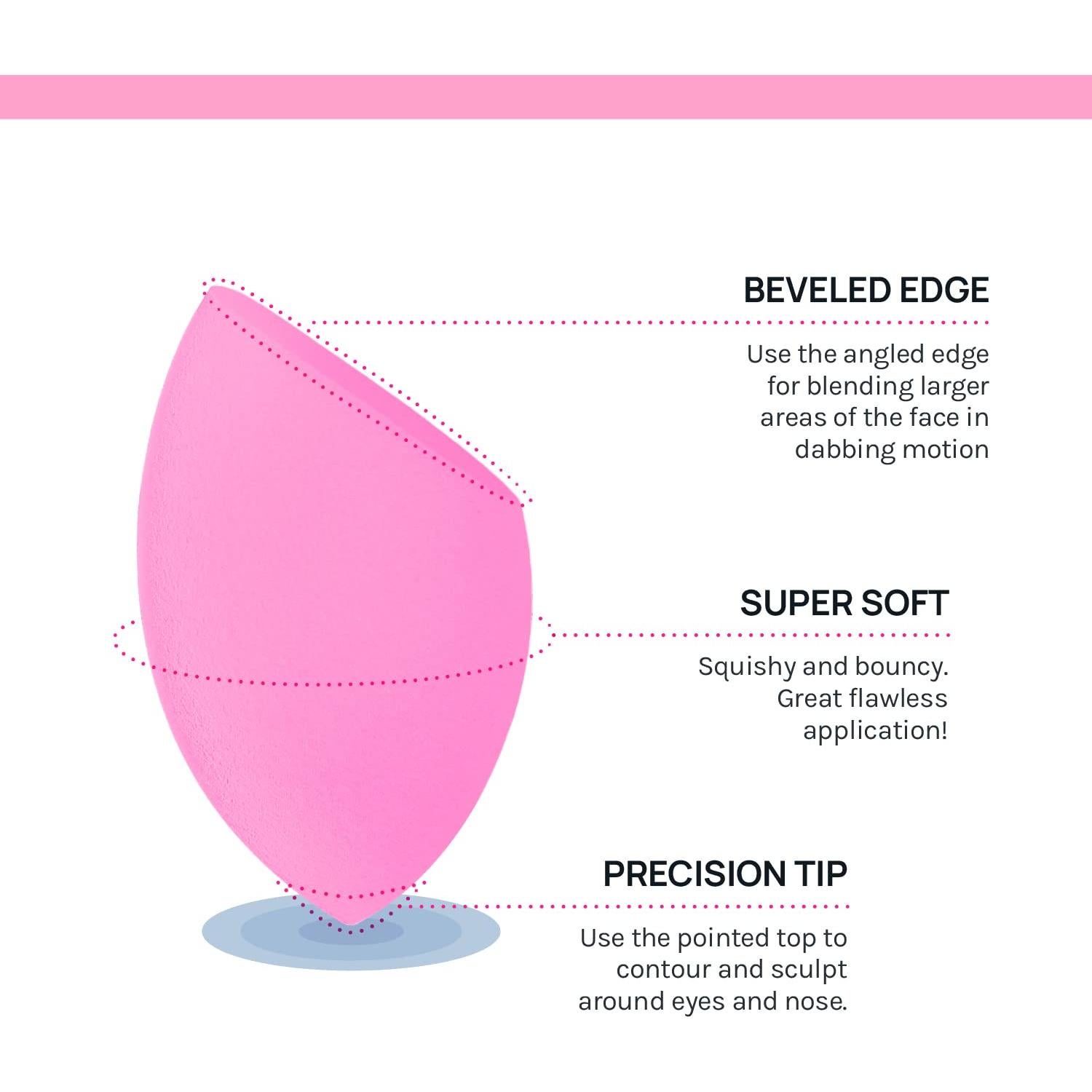 Conjunto de 6 Esponjas de Maquillaje AOA Studio Rosa Sin Látex